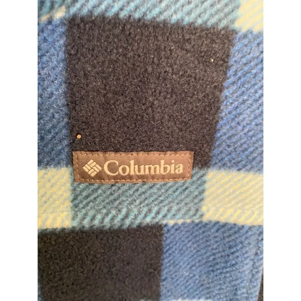 Columbia Youth Boys/Girls L Zing III‎ Full Zip Fleece Jacket Buffalo Plaid Blue